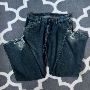 WRANGLER Classic Blue Distressed Men's Jeans comfortable regular fit
